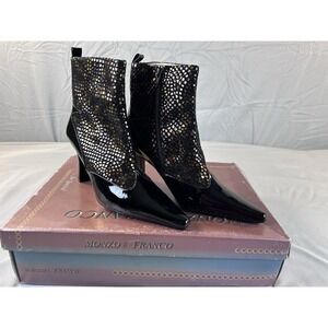 Monzo & Franco Thelma Ankle Boots Womens 6.5M Brown Pointed Toe Heels